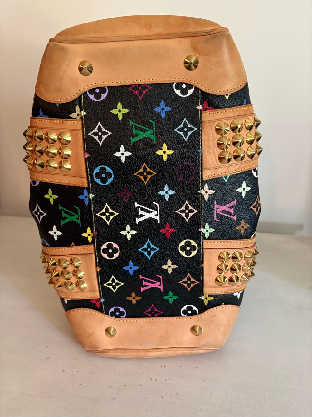 LOUIS VUITTON Courtney MM Black Monogram Multicolor Canvas Satchel Bag - Picture 14 of 16